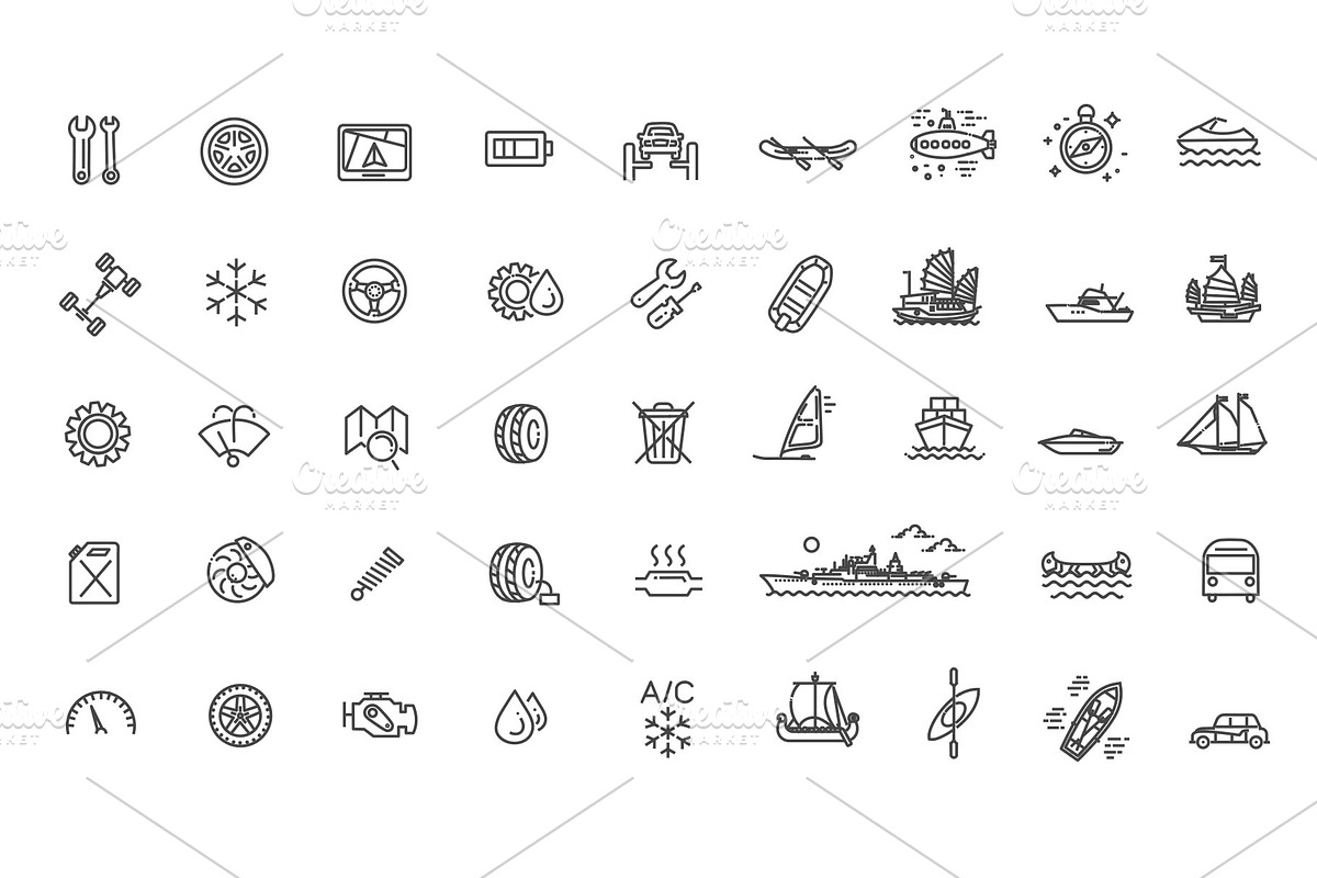 Transport Icons, Thin Line Design, an Outline Icon by Tettygreen (Photo 4 of 5)