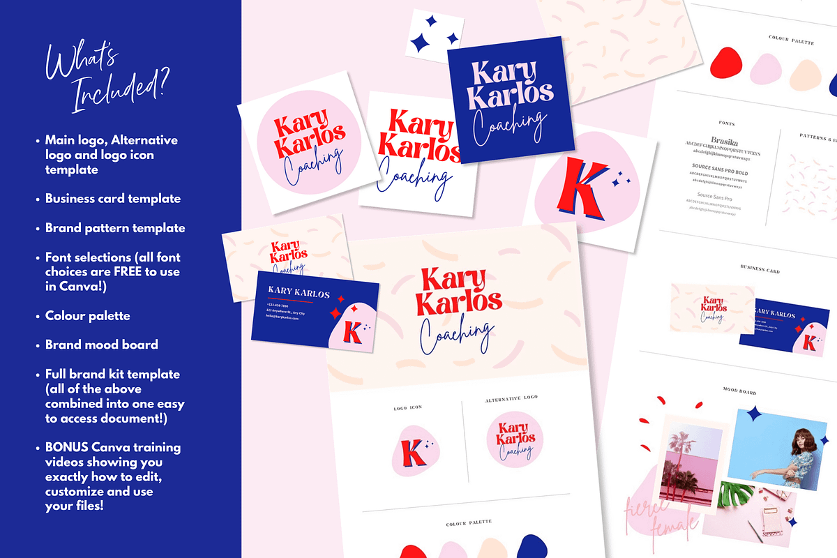 Retro Canva logo & brand kit bundle, a Branding & Logo Template by Kurly Creative (Photo 2 of 13)