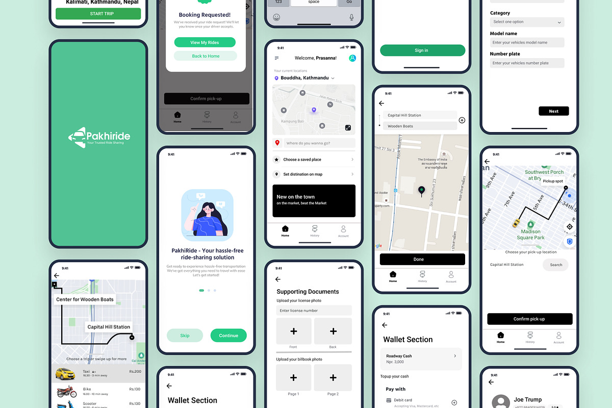 Pakhiride - Ride Sharing App UI Kit, an UI Kit Template by piyush608 (Photo 2 of 7)