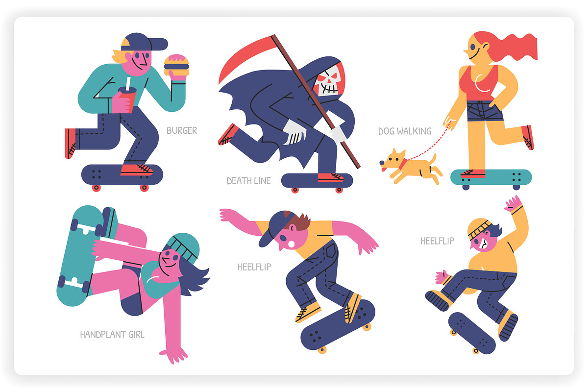36 Skateboarding Elements x2 Styles, a Graphic by monkik (Photo 2 of 25)