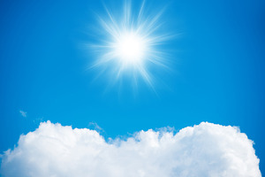 Sun and blue sky with white cloud, a Nature Photo by Vapi