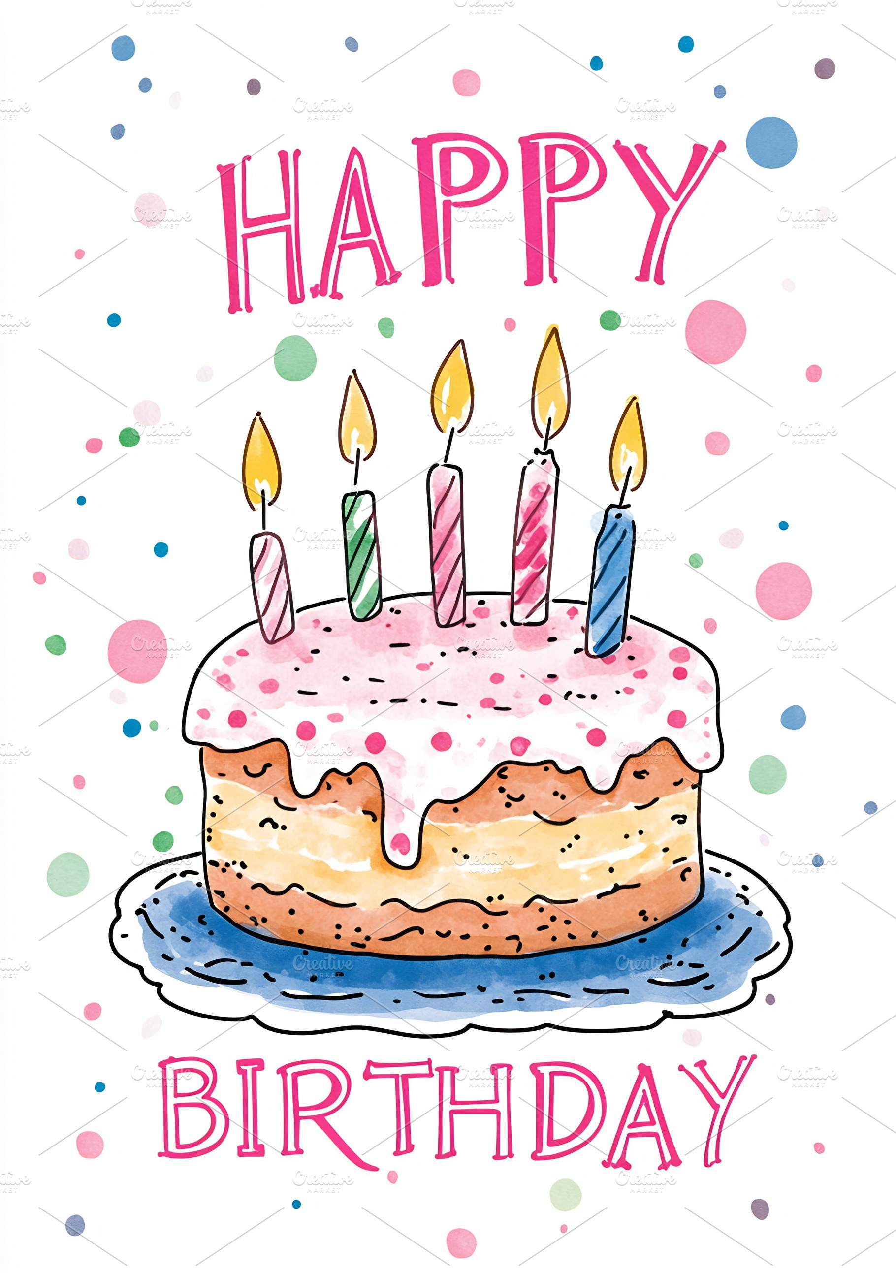 Colorful birthday cake with candles, a Photo by Beautiful things
