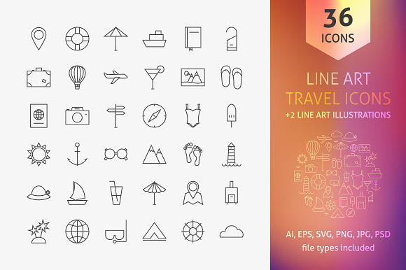 Travel Line Art Icons