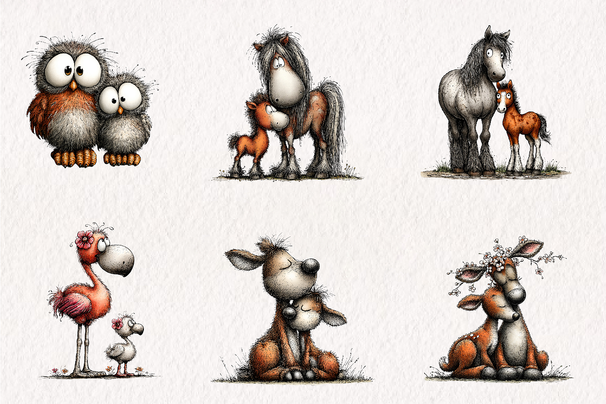 Mom Baby Animals Clipart PNG Set, an Illustration by CreationArt (Photo 3 of 7)