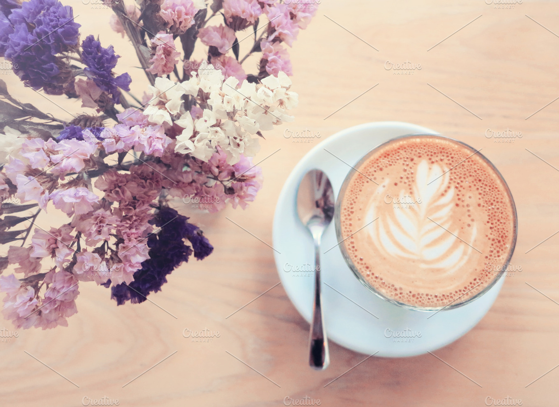 Hot Latte Coffee And Flower
