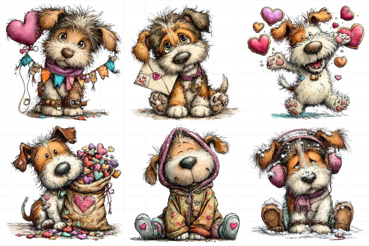 Whimsical Valentine Dog Clipart, an Illustration by Daily.Designs (Photo 5 of 7)