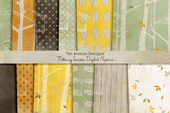 Falling Leaves Digital Papers preview 2