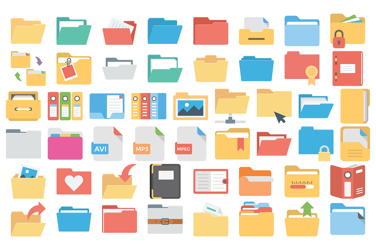 Essential Files and Folders Icons., an Illustration by Vector Portal (Photo 2 of 5)