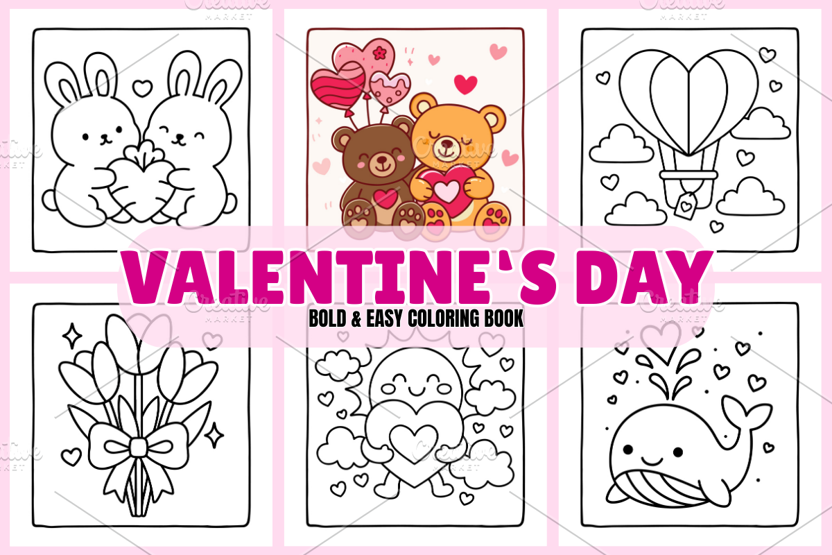 Valentine's Day Coloring Pages, a Seasonal Illustration by Coco Bloom (Photo 1 of 4)