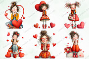 Valentine Quirky Girl Clipart Bundle, an Illustration by Creative Art (Thumbnail 3 of 10)