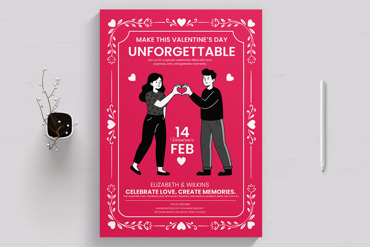 Valentines Day Flyer Template, a Stationery Template by MightyDesign (Photo 1 of 8)