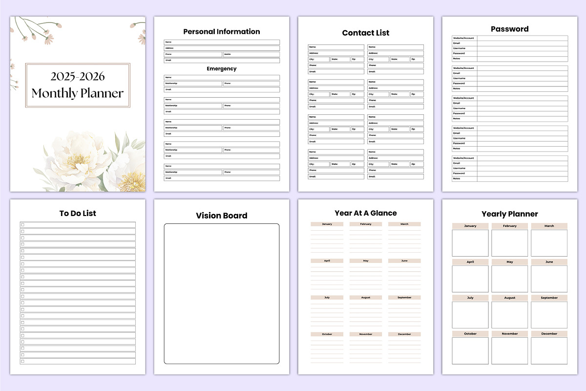 2025-2026 Monthly Planner Canva Kdp, a Stationery Template by Mustafiz (Photo 2 of 4)