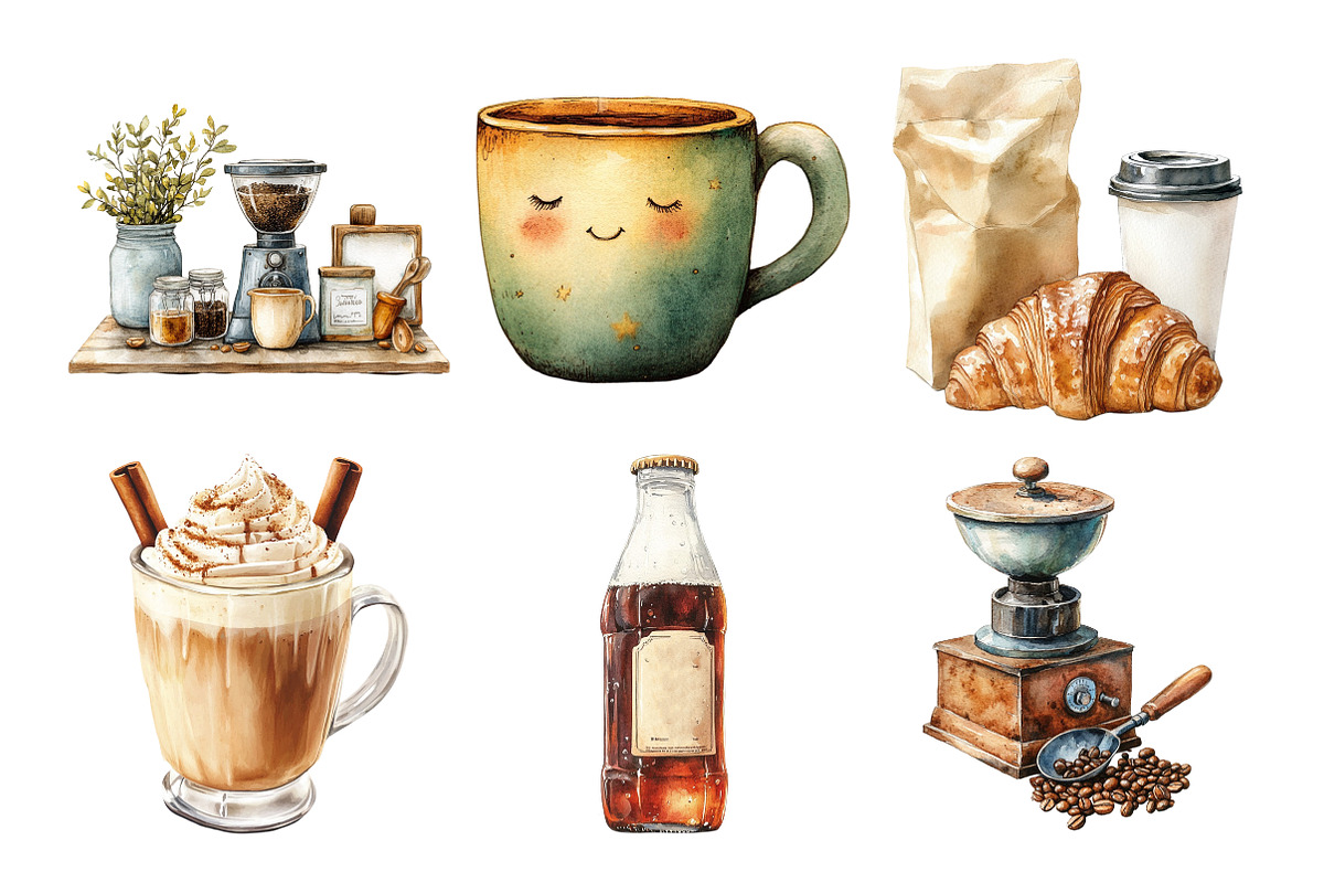 Watercolor Coffee Lover Clipart, an Illustration by Daily.Designs (Photo 3 of 5)