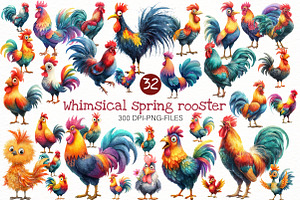 Whimsical spring rooster Clipart, an Illustration by Designworld