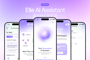 Elle AI Chat App UI Kit - Figma, an UI Kit Template by Brickclay