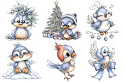Christmas Bird Clipart Bundle, an Illustration by Pixels.Craft (Thumbnail 5 of 6)