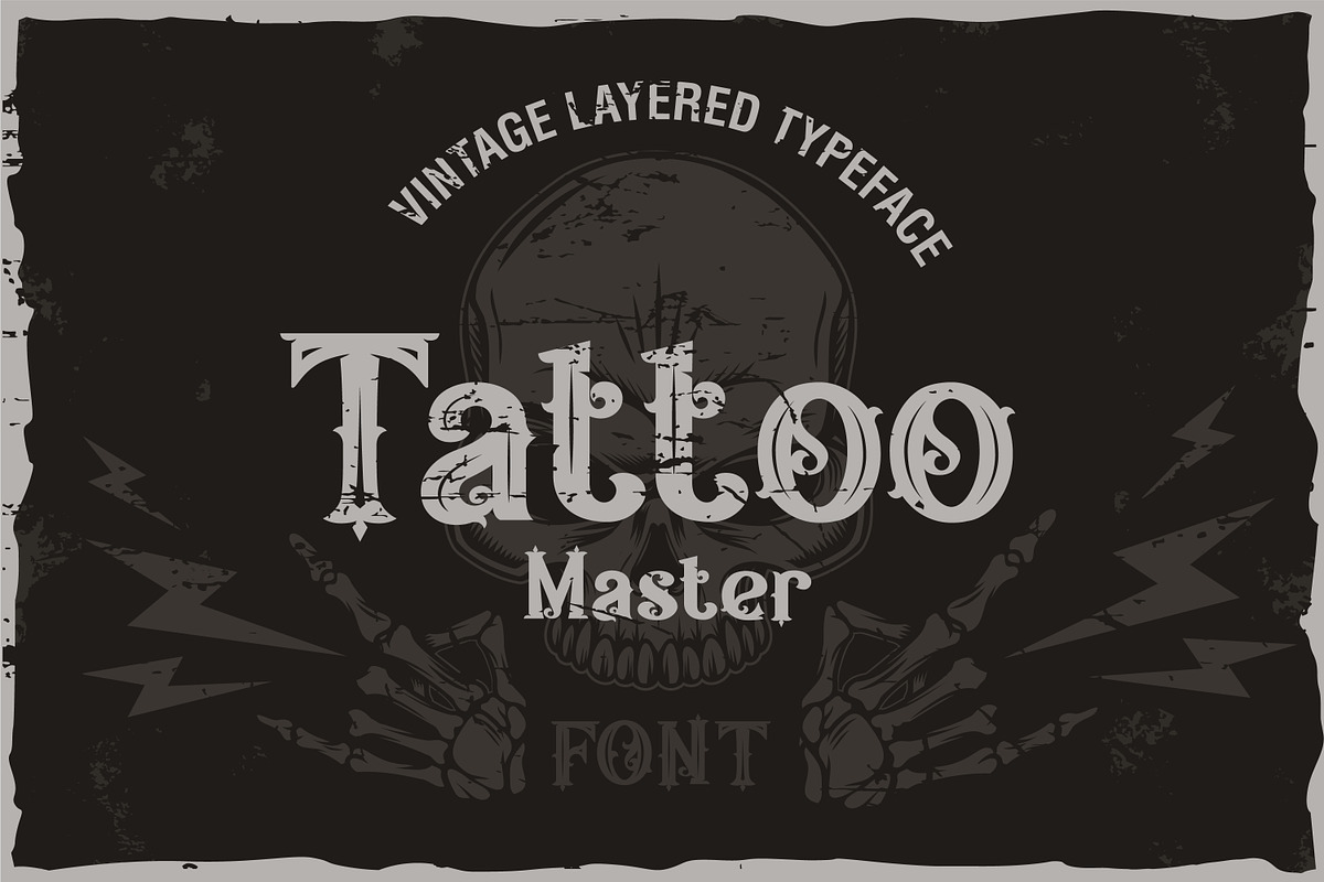 Tattoo Master - vintage layered font, a Blackletter Font by Fractal fonts & graphics (Photo 1 of 4)