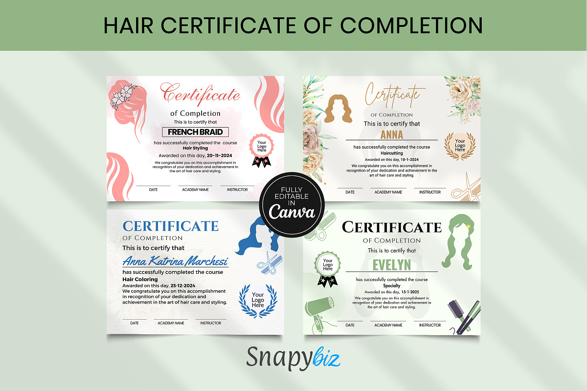 Hair Stylist Gift Certificate Canva, a Card Template by Snapybiz (Photo 1 of 10)
