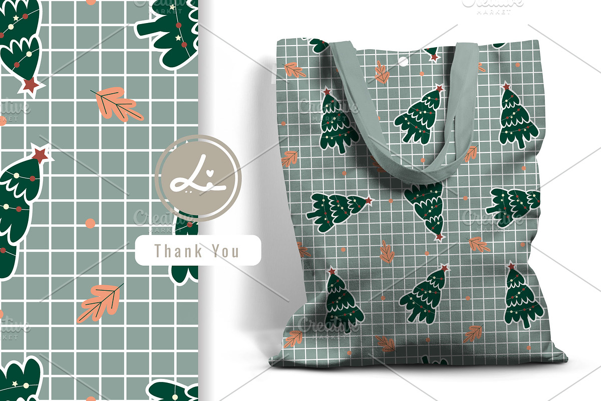 Dinosaur and christmas tree pattern, a Pattern Graphic by lindoet23 (Photo 3 of 3)