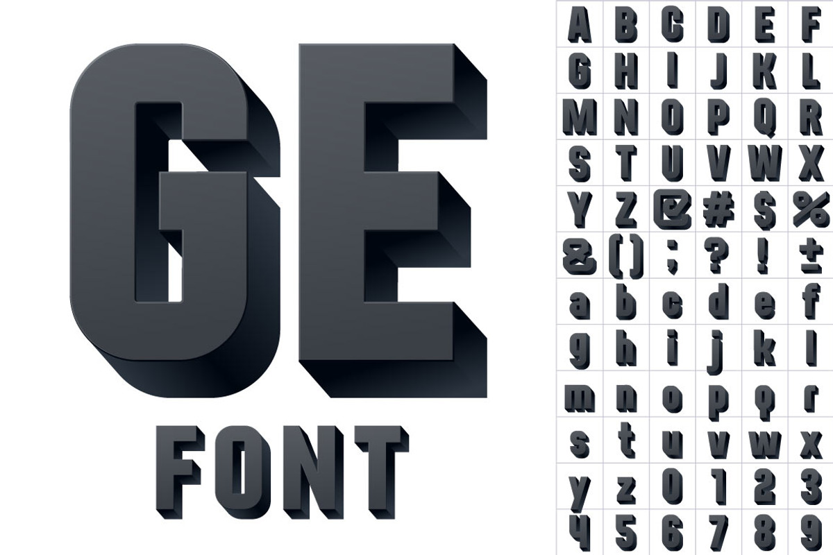 Vector illustration of 3d alphabet preview 6