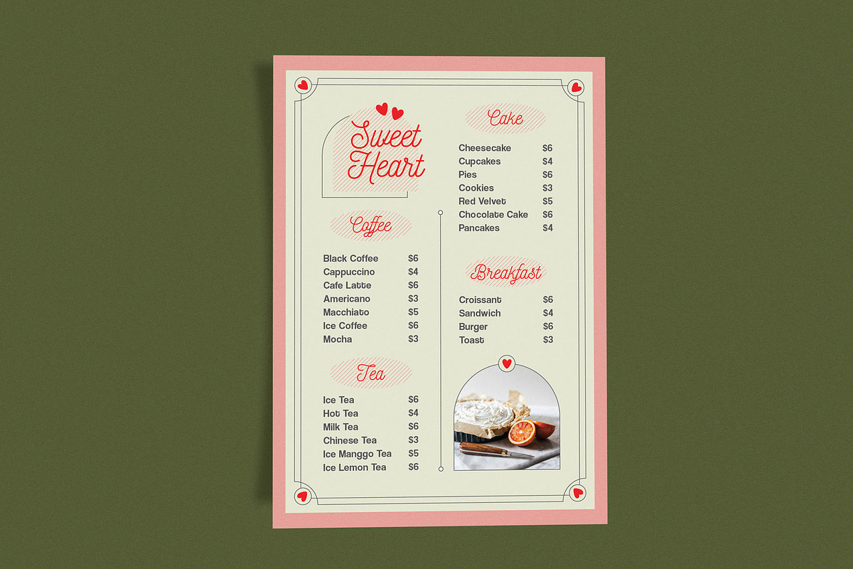 Classic Menu Sweet Heart, a Flyer Template by Me55enjah Design (Photo 2 of 3)