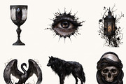 Watercolor Dark Enchanted Gothic, an Object Illustration by BusyDaydesign (Thumbnail 6 of 9)