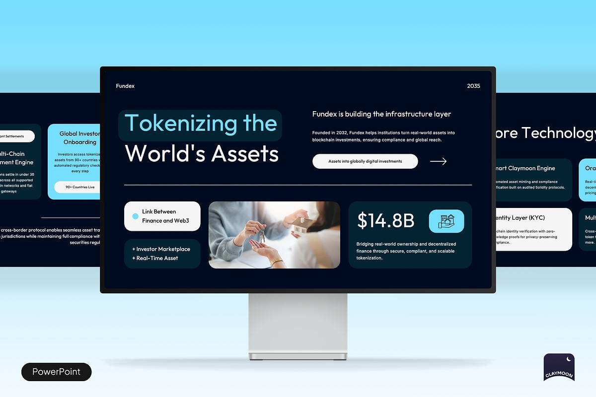 RWA Tokenization Pitch Deck, a Presentation Template by Claymoon Lab (Photo 1 of 7)
