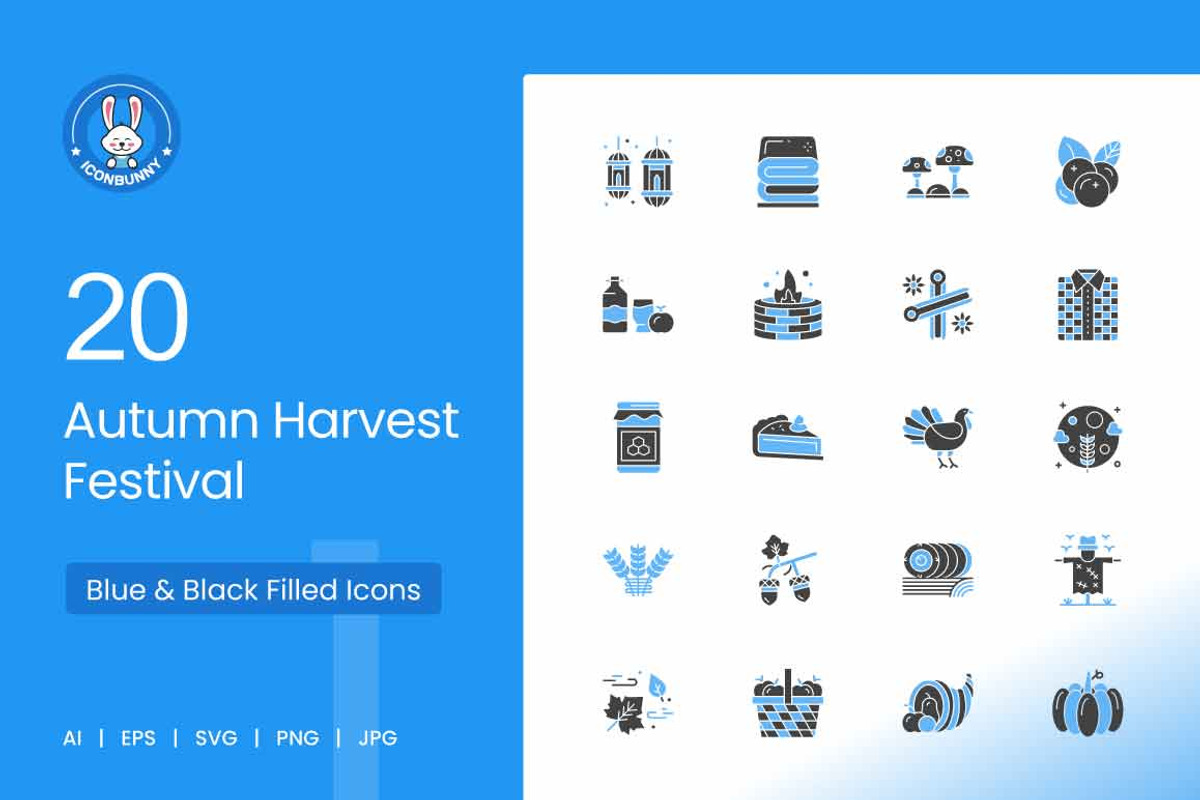 Autumn Harvest Blue & Black Icons, an Icon by IconBunny (Photo 1 of 2)