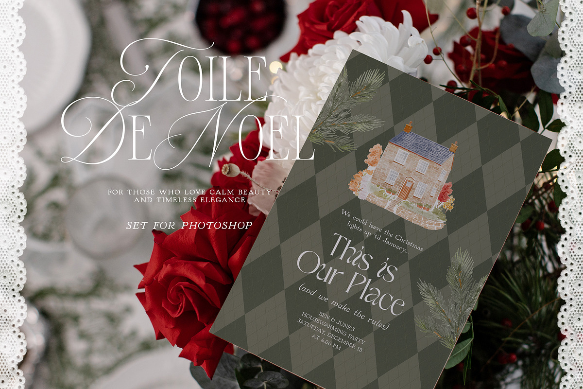 Toile De Noel Christmas Mockup, a Household Mockup by Muse Mockups (Photo 3 of 16)