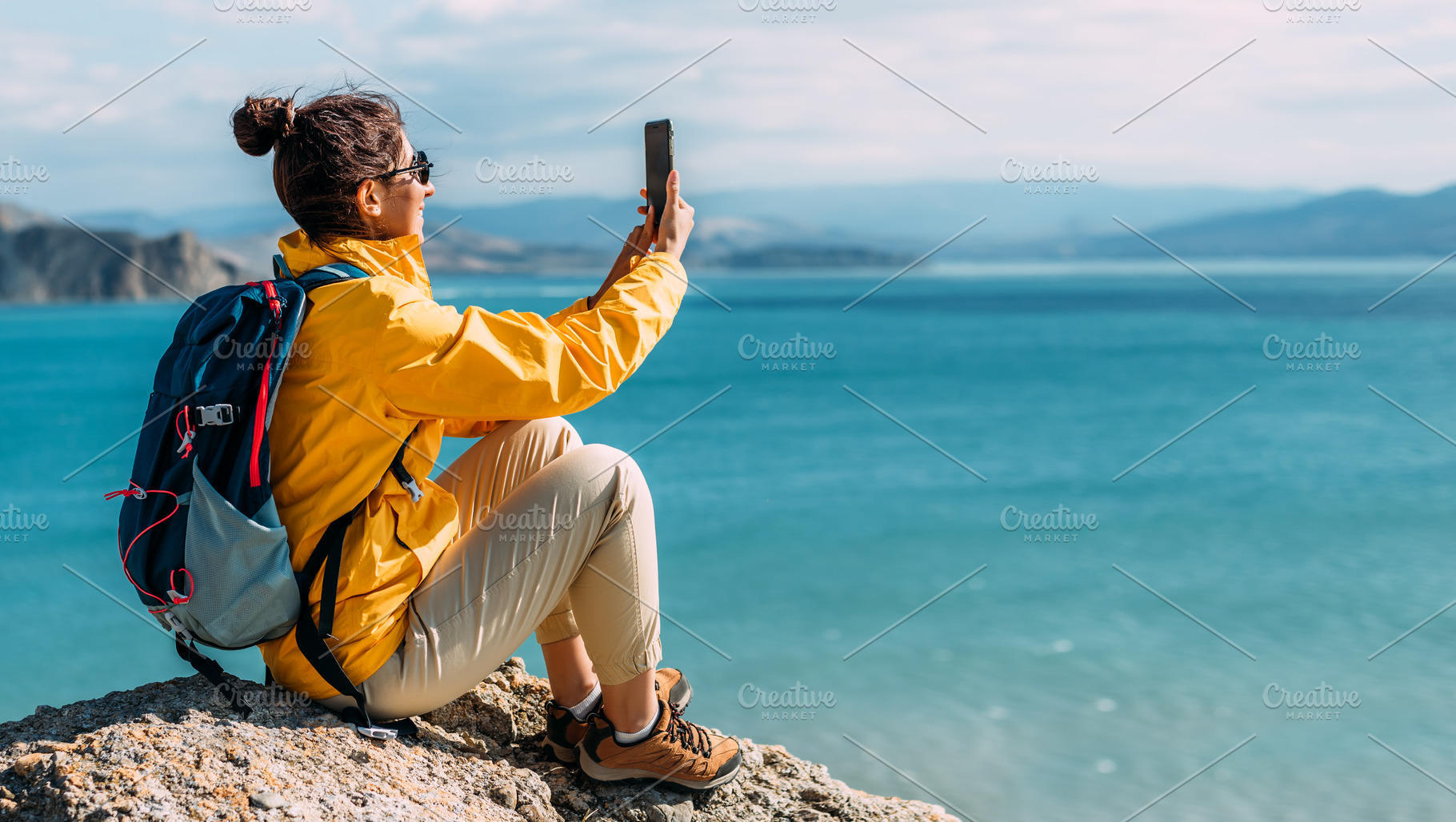 A traveler on the seashore, panorama, a Person Photo by SOTNIKOV_MISHA