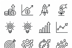 Bundles Startup Innovation Icon Pack, an Outline Icon by adenpinkstore