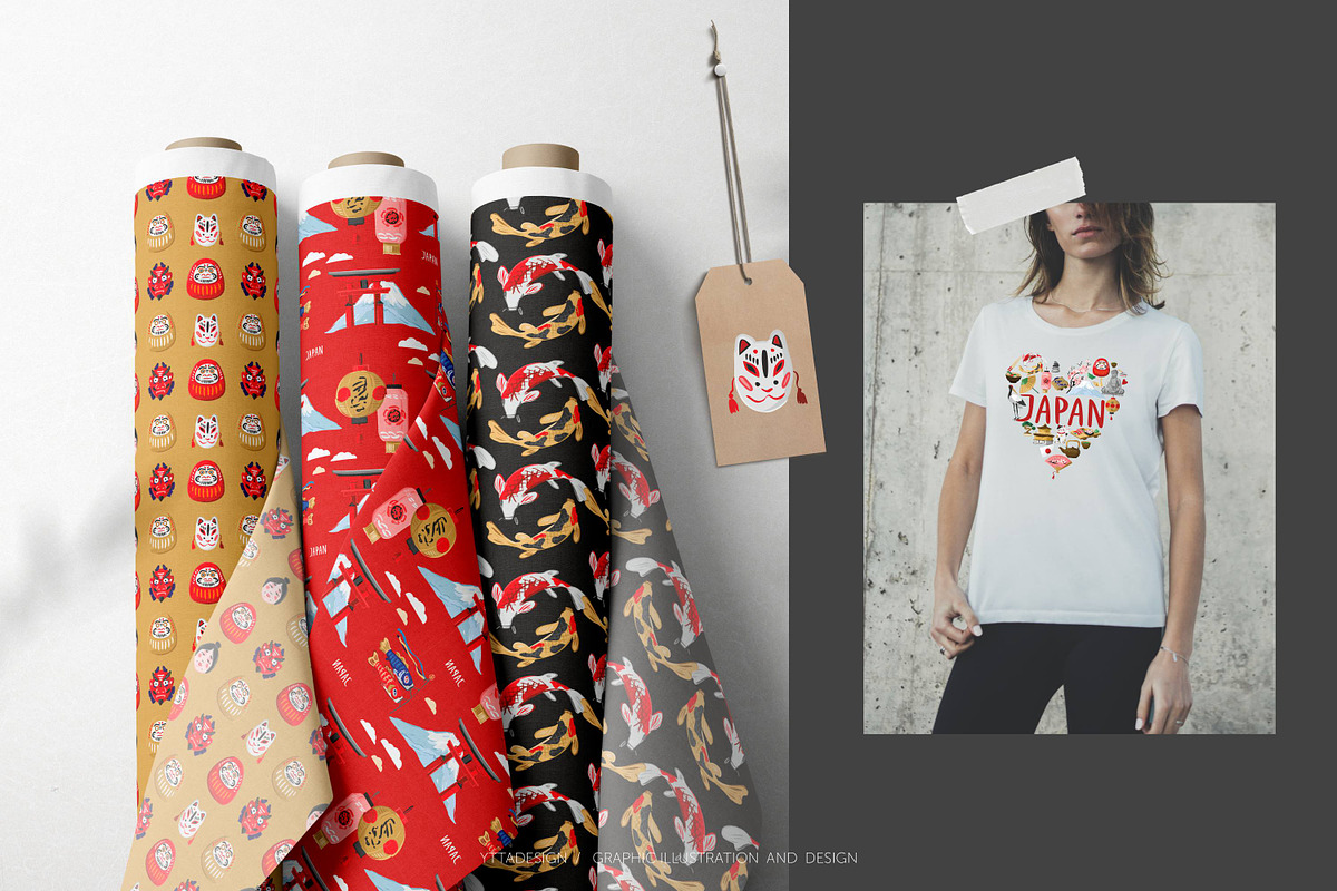 Japan symbols, patterns, map, an Object Graphic by yttadesign (Photo 9 of 17)