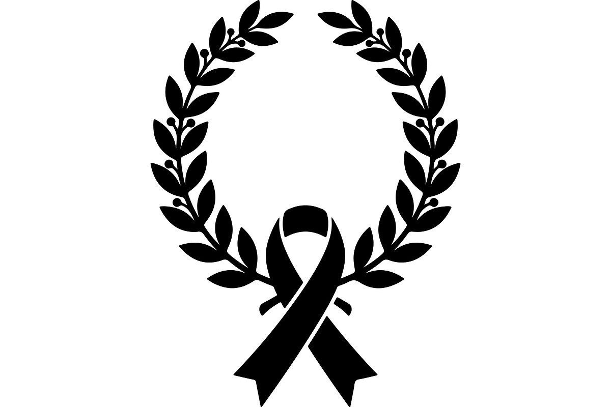 Black Ribbon Laurel Wreath, a Decorative Illustration by balal (Photo 4 of 15)
