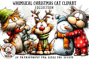 Whimsical Christmas Cat Clipart, an Illustration by OK Design (Thumbnail 1 of 6)