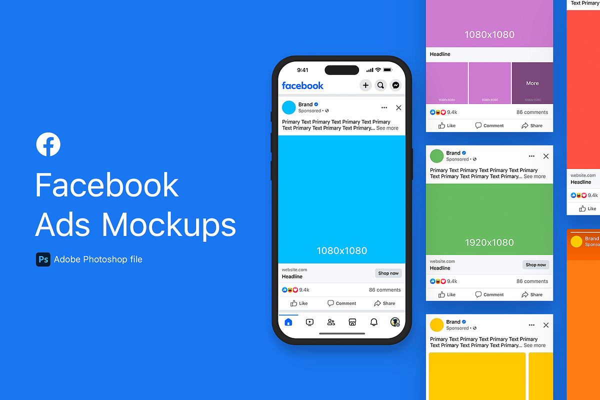 Facebooks Ads Mockups, a Social Media Template by lprdesigns (Photo 1 of 6)