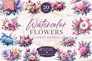 Watercolor Spring Flowers Clipart, a Decorative Illustration by ElenazlataArt (Thumbnail 3 of 6)