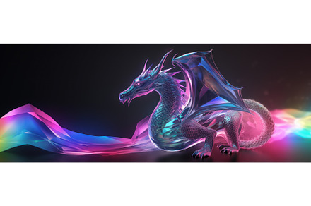 Neon Irisdent Dragon, an Animal Illustration by BazziBa♥