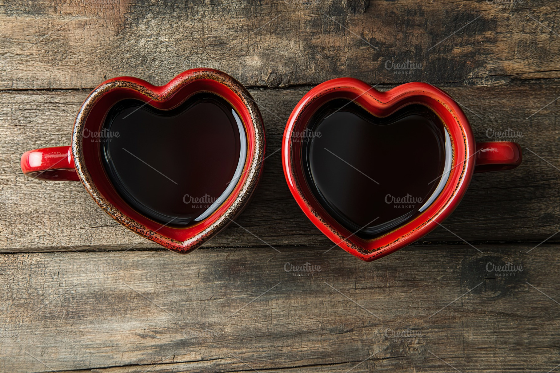 Two heart shaped cups of coffee, a Food & Drink Photo by AlyaAnd