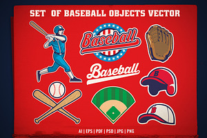 Set of Baseball Object in Vector