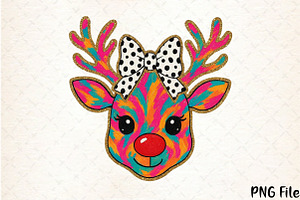 Brushstroke Reindeer Face Sublimatio, a Seasonal Illustration by YA Design