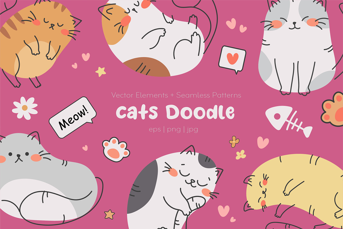 Cats Doodle Clipart, a Pattern Graphic by so.ni.ka-store (Photo 1 of 5)