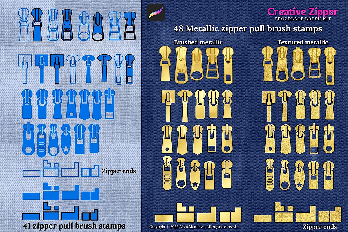 Creative Zipper Procreate Brush Kit, a Brush Add-On by Fashion Workshop Bkk (Photo 5 of 13)