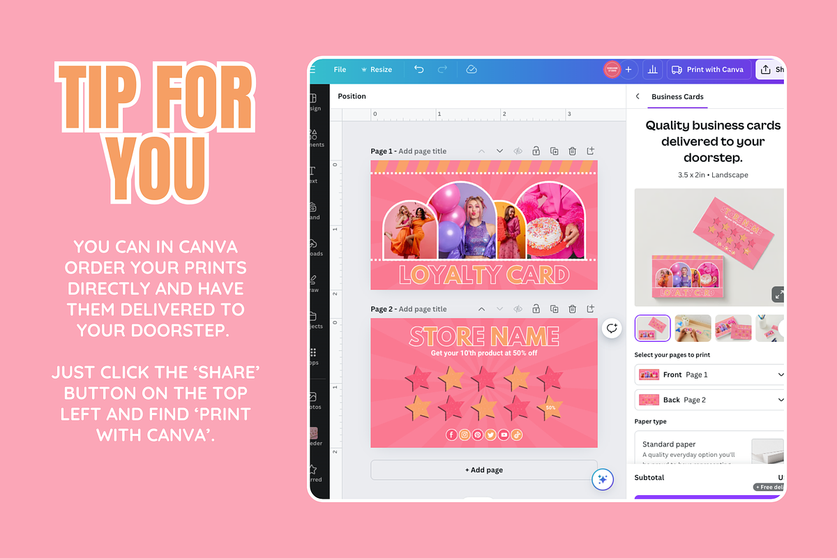 Cute Loyalty Card - Edit in Canva, a Card Template by SunshineStudioBoutique (Photo 4 of 8)