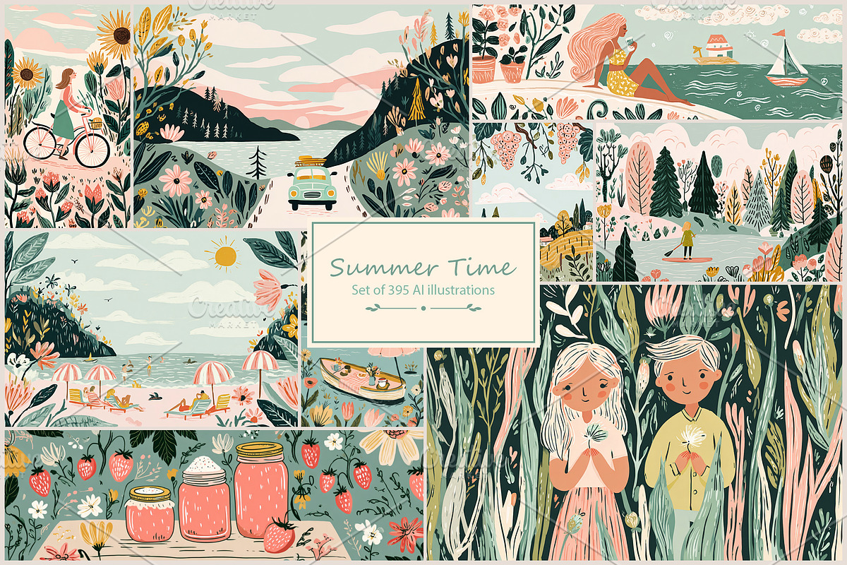Summer- 395 AI illustrations, a Seasonal Illustration by Pundateam (Photo 1 of 9)