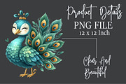 Cute Adorable Peacock Clipart, an Illustration by Rose Art (Thumbnail 7 of 7)