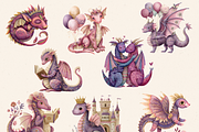BABY DRAGON BABY SHOWER CLIPART, an Animal Illustration by Daring Digies (Thumbnail 2 of 7)