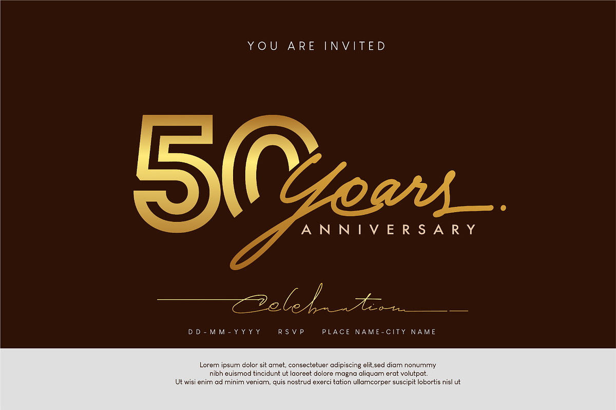 Gold anniversary logo, greeting card, a Graphic by OtpirusGraphic (Photo 1 of 5)