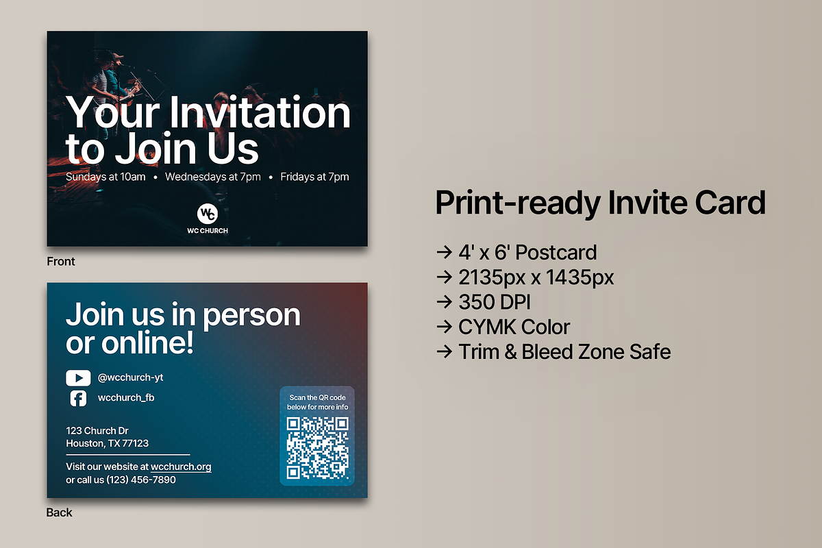 Modern Church Invitation Template, a Card Template by JD Designs (Photo 2 of 5)