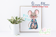 Sleepy baby mouse clipart bundle., a Decorative Illustration by RivusArt (Thumbnail 3 of 4)