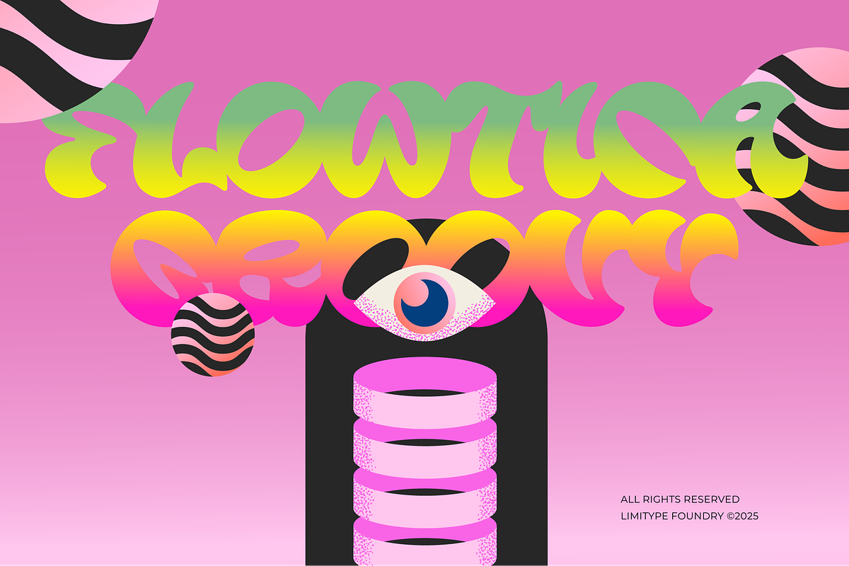 Flowtica - Groovy Bold Font, a Sans Serif Font by limitype (Photo 1 of 12)